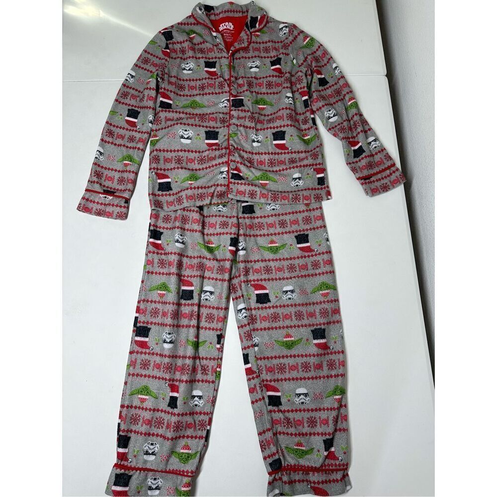 Star Wars Kids Holiday 2pc Coat Pajama Set Gray Size S (6/7)